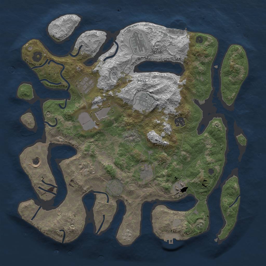 Rust Map: Procedural Map, Size: 3850, Seed: 789697720, 19 Monuments