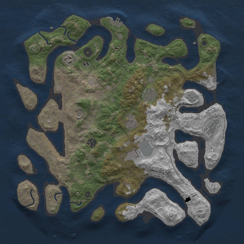 Rust Map: Procedural Map, Size: 4000, Seed: 821303, 16 Monuments