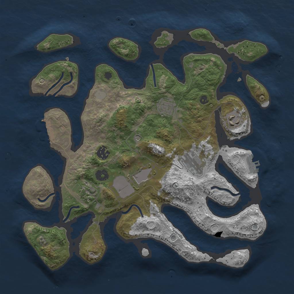 Rust Map: Procedural Map, Size: 3500, Seed: 3894595, 14 Monuments