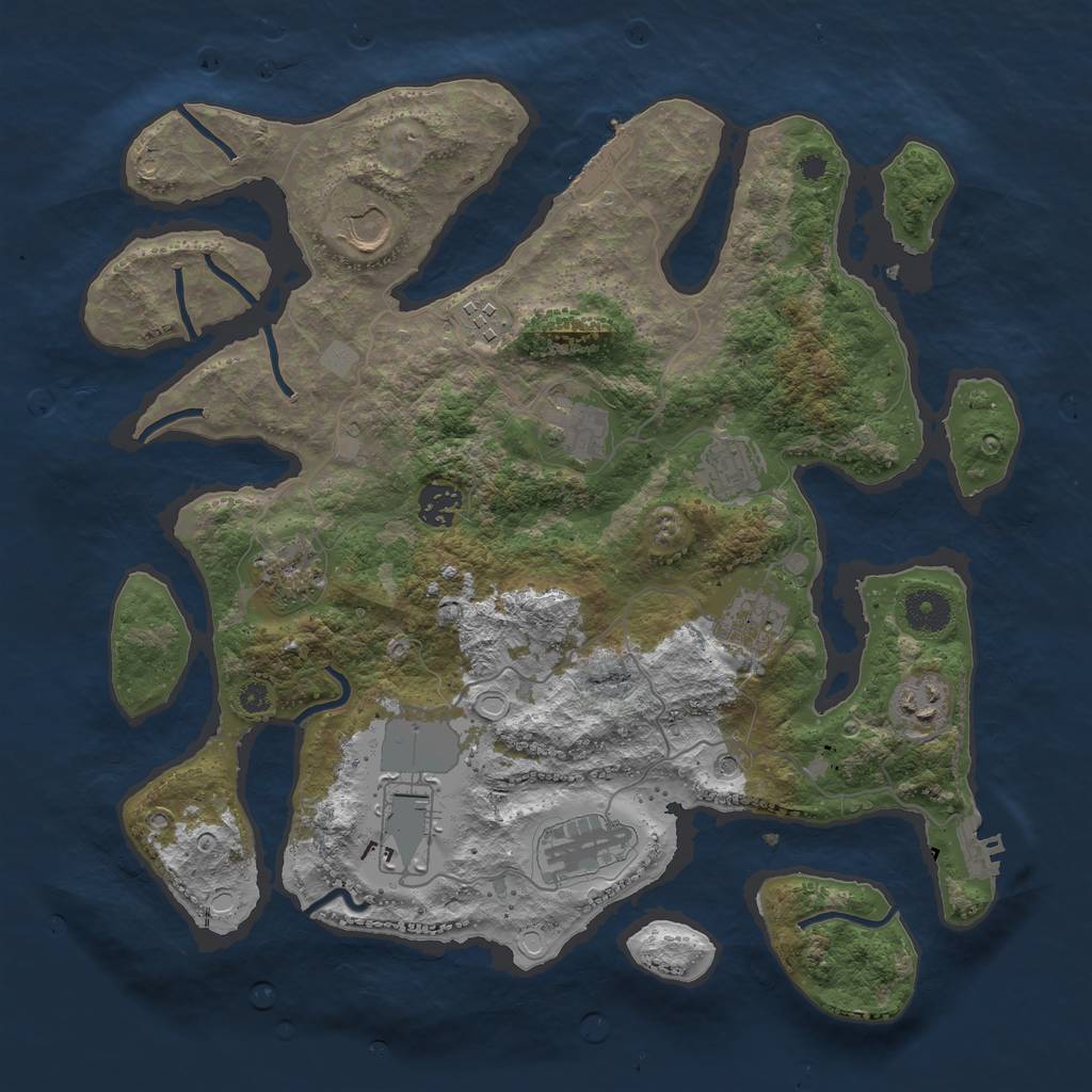 Rust Map: Procedural Map, Size: 3700, Seed: 71565105, 18 Monuments