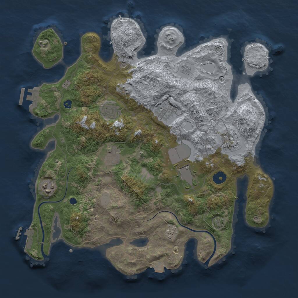 Rust Map: Procedural Map, Size: 3500, Seed: 910166913, 13 Monuments