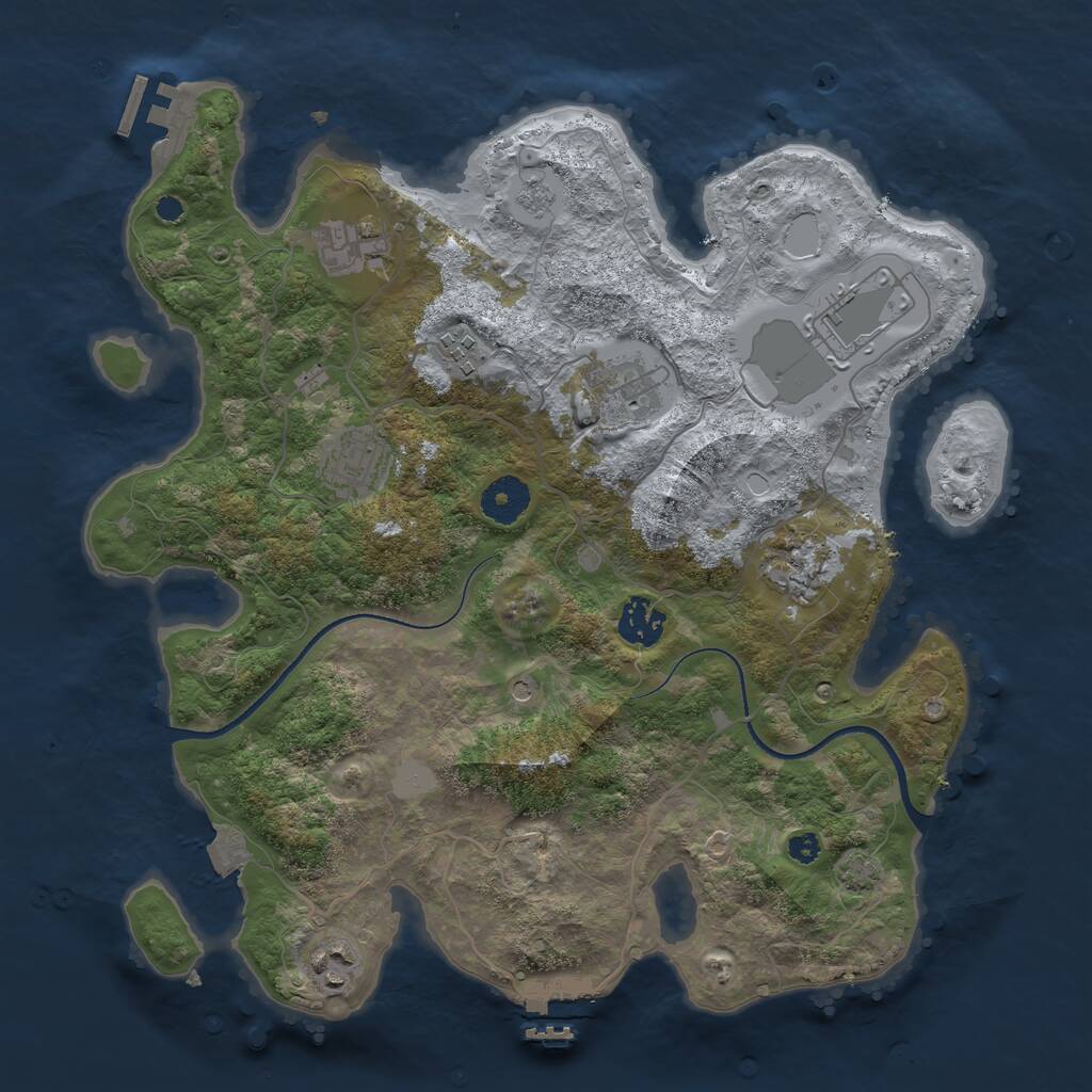 Rust Map: Procedural Map, Size: 3500, Seed: 7587, 14 Monuments