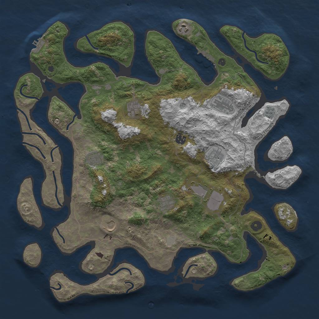 Rust Map: Procedural Map, Size: 4500, Seed: 2188840, 18 Monuments