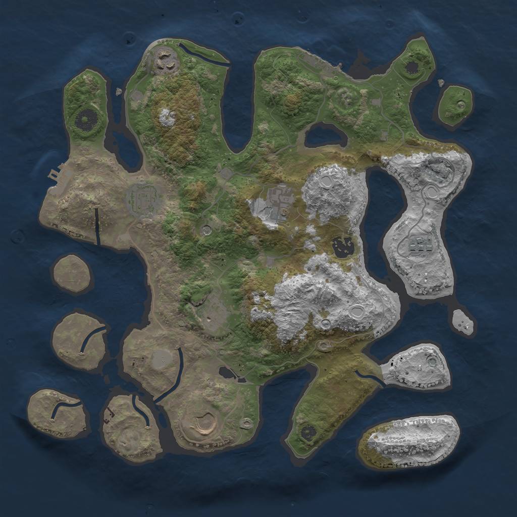 Rust Map: Procedural Map, Size: 3500, Seed: 1971796357, 15 Monuments