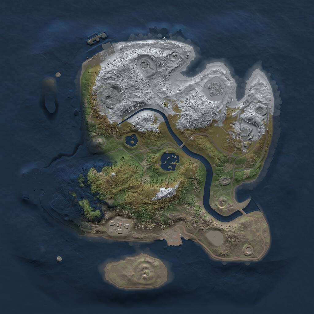 Rust Map: Procedural Map, Size: 2500, Seed: 1524959085, 8 Monuments