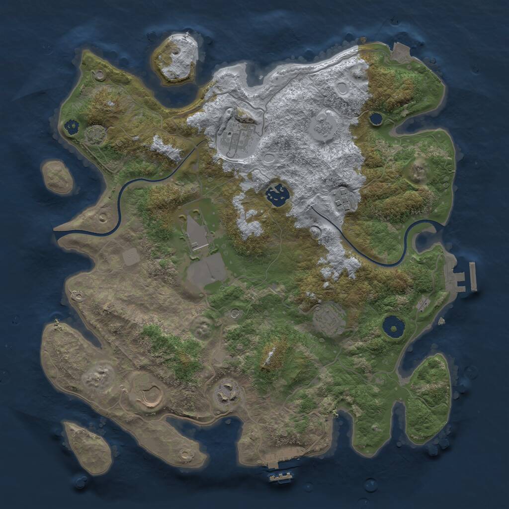 Rust Map: Procedural Map, Size: 3500, Seed: 7467463, 13 Monuments