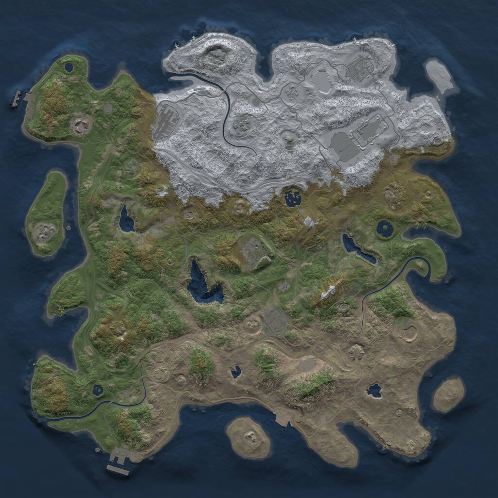 Rust Map: Procedural Map, Size: 4500, Seed: 946515, 16 Monuments