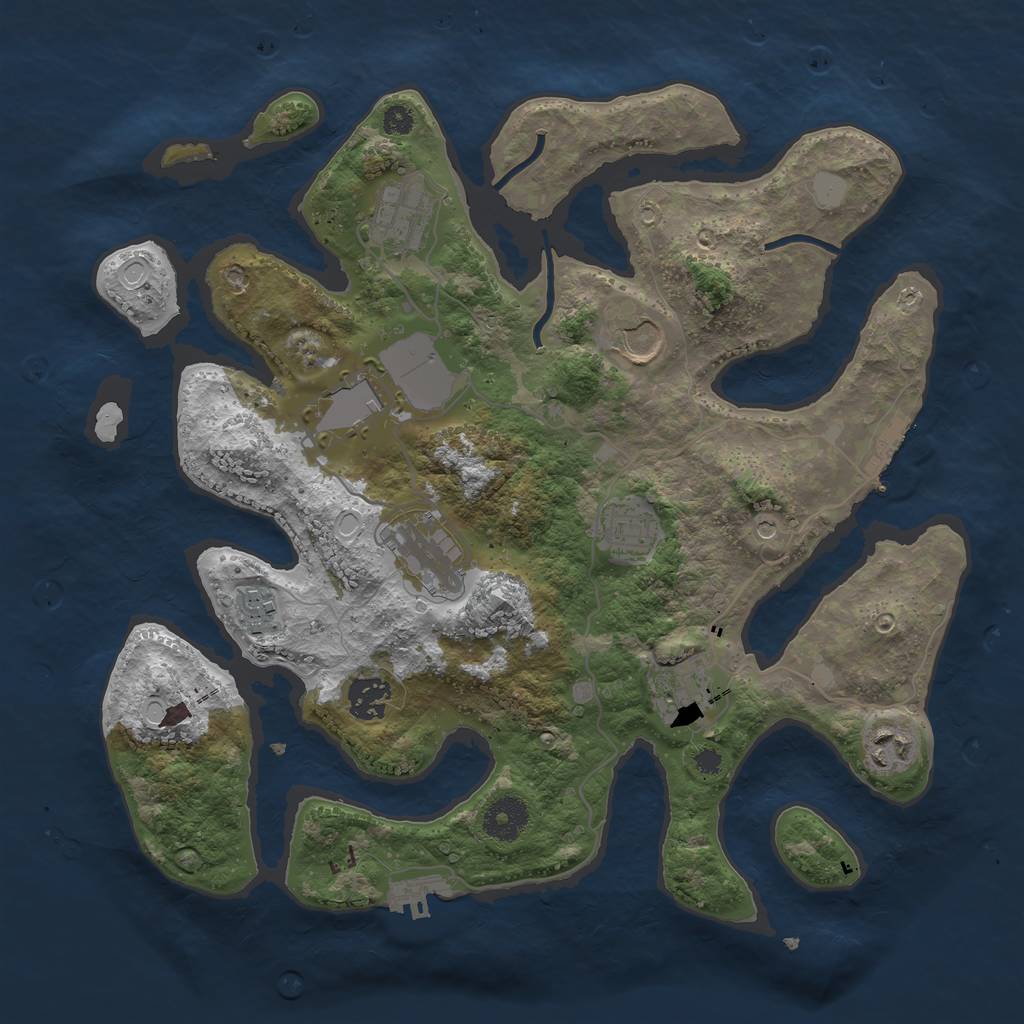 Rust Map: Procedural Map, Size: 3500, Seed: 8819870, 17 Monuments