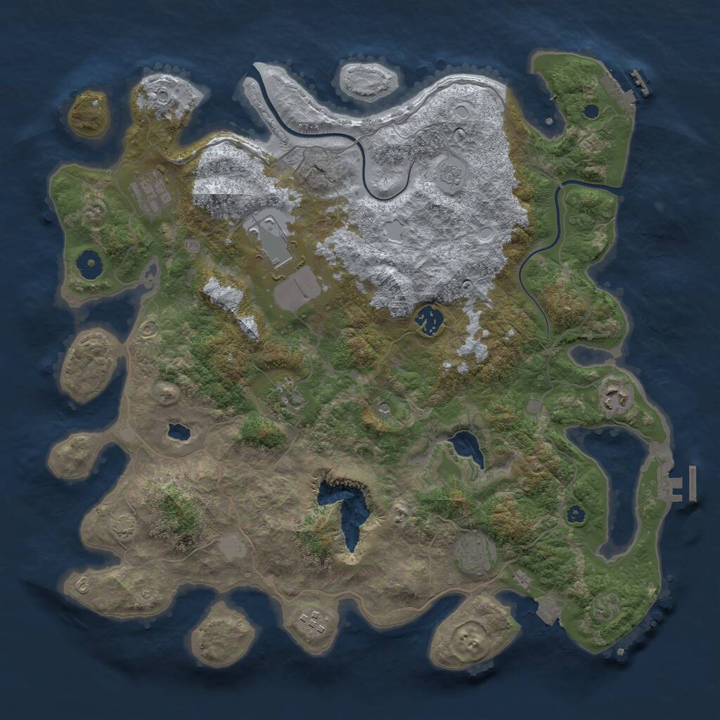 Rust Map: Procedural Map, Size: 4000, Seed: 142312, 13 Monuments