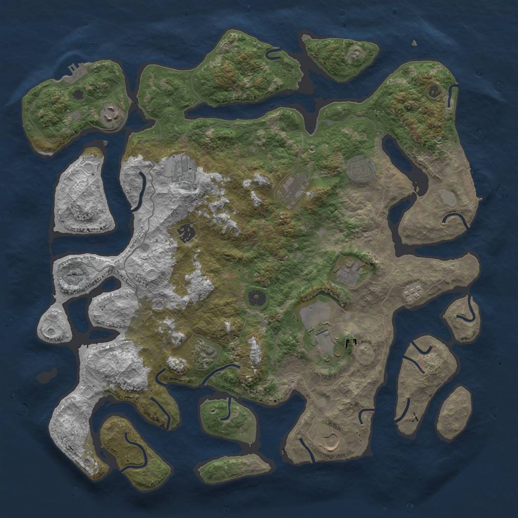 Rust Map: Procedural Map, Size: 4500, Seed: 1934593639, 18 Monuments
