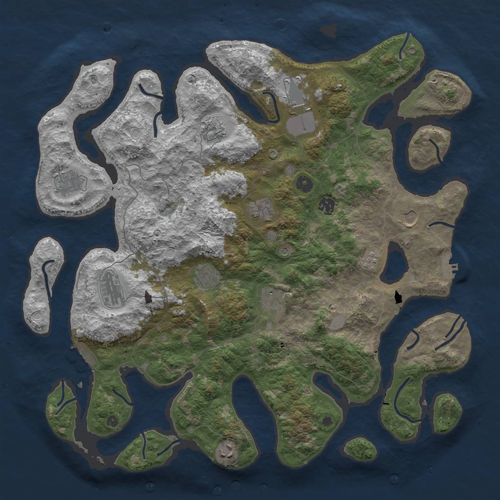 Rust Map: Procedural Map, Size: 4500, Seed: 1430457583, 19 Monuments