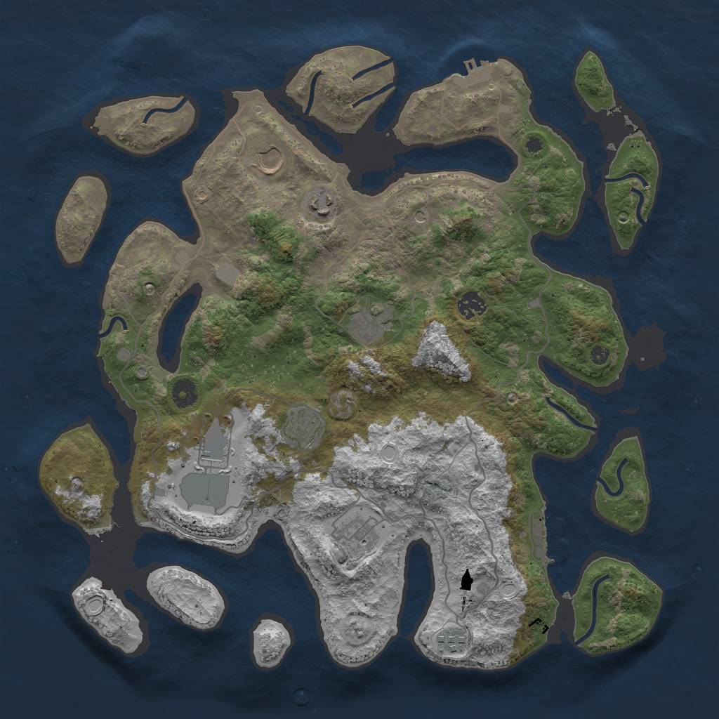 Rust Map: Procedural Map, Size: 4000, Seed: 456341, 16 Monuments
