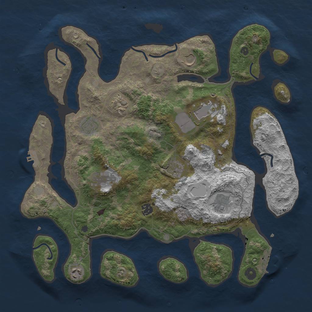 Rust Map: Procedural Map, Size: 4000, Seed: 837510, 18 Monuments