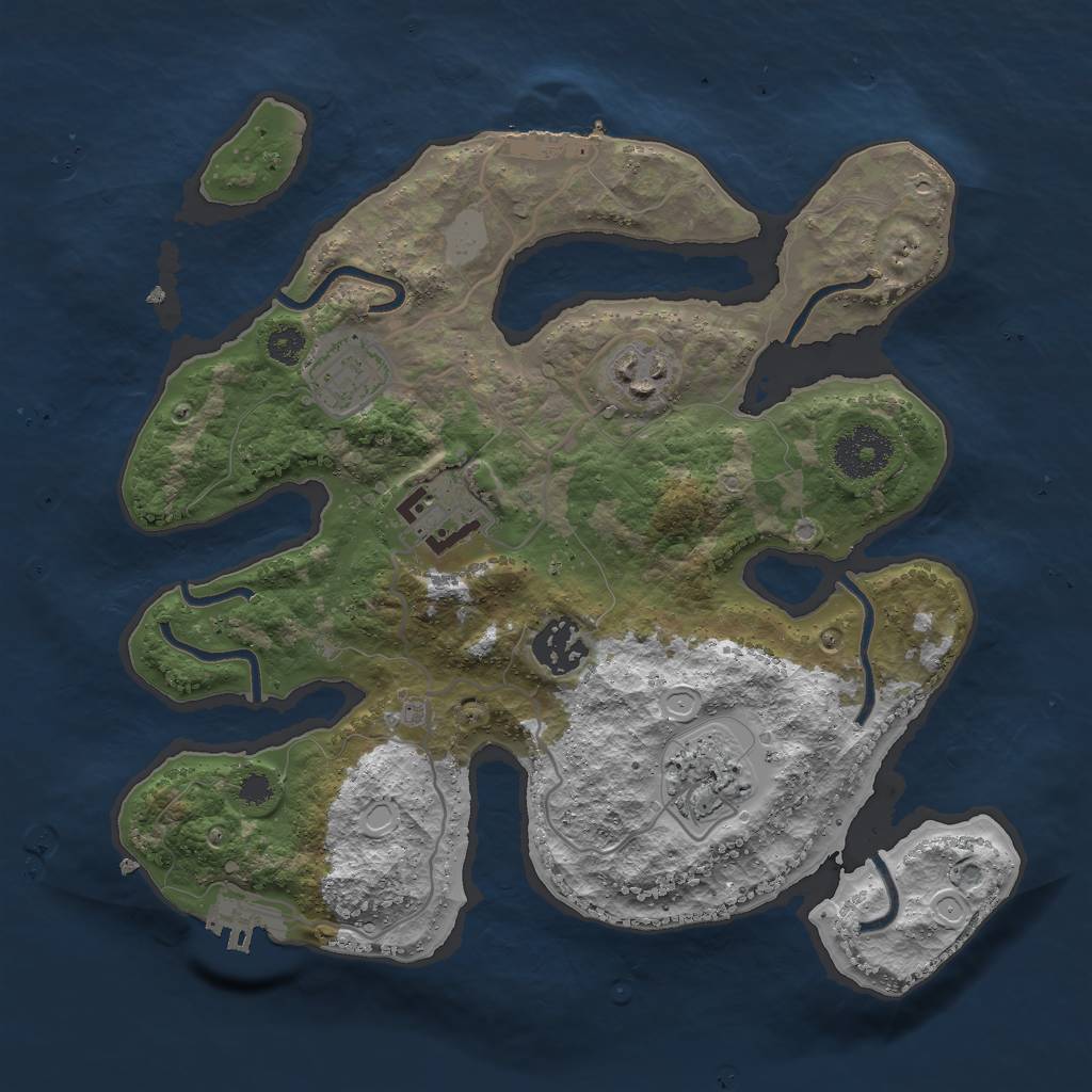 Rust Map: Procedural Map, Size: 3000, Seed: 2061094465, 12 Monuments