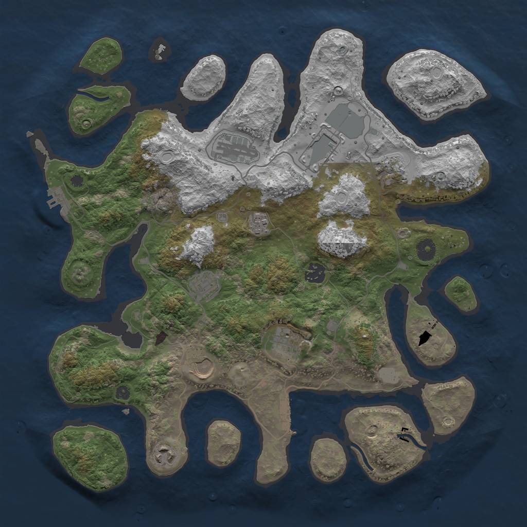 Rust Map: Procedural Map, Size: 3800, Seed: 10004, 16 Monuments