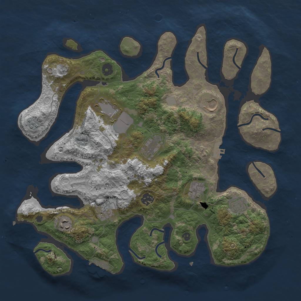 Rust Map: Procedural Map, Size: 3800, Seed: 50001, 17 Monuments