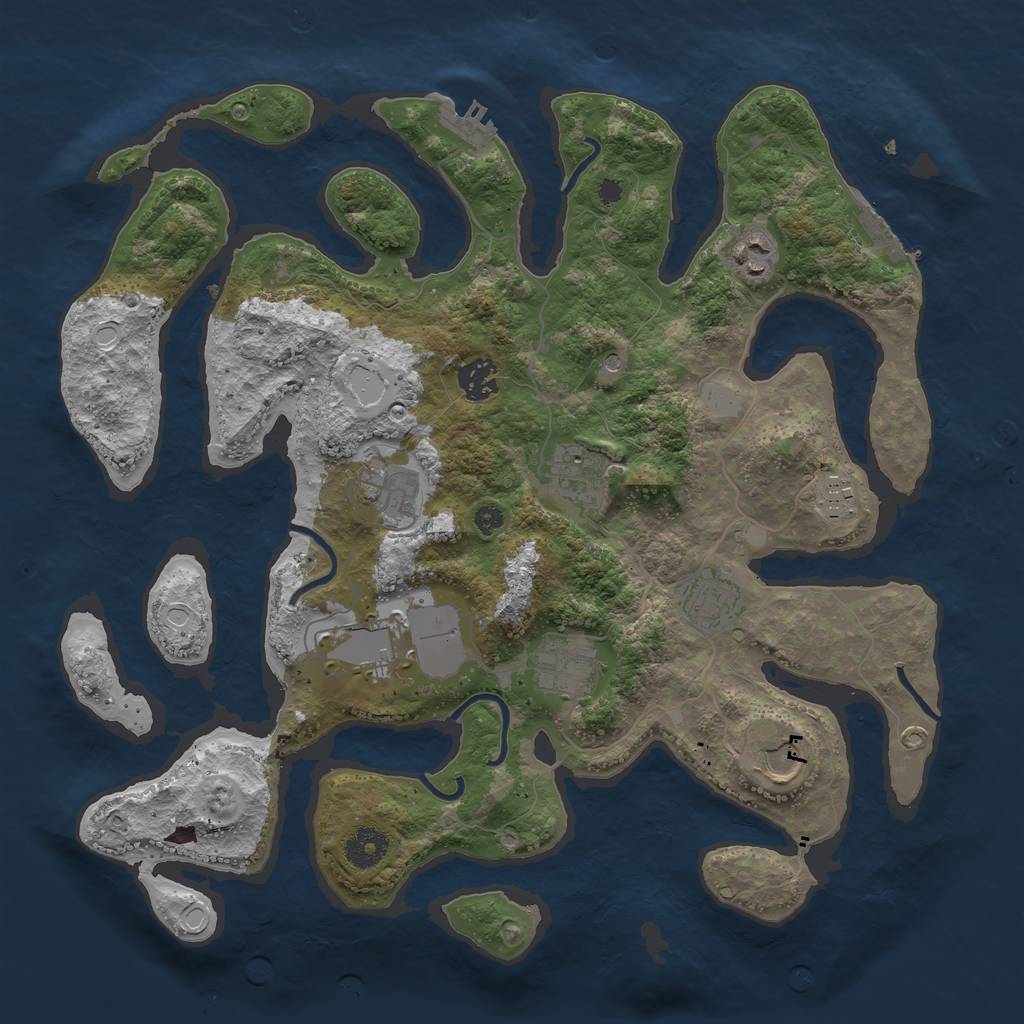 Rust Map: Procedural Map, Size: 3700, Seed: 40915675, 17 Monuments