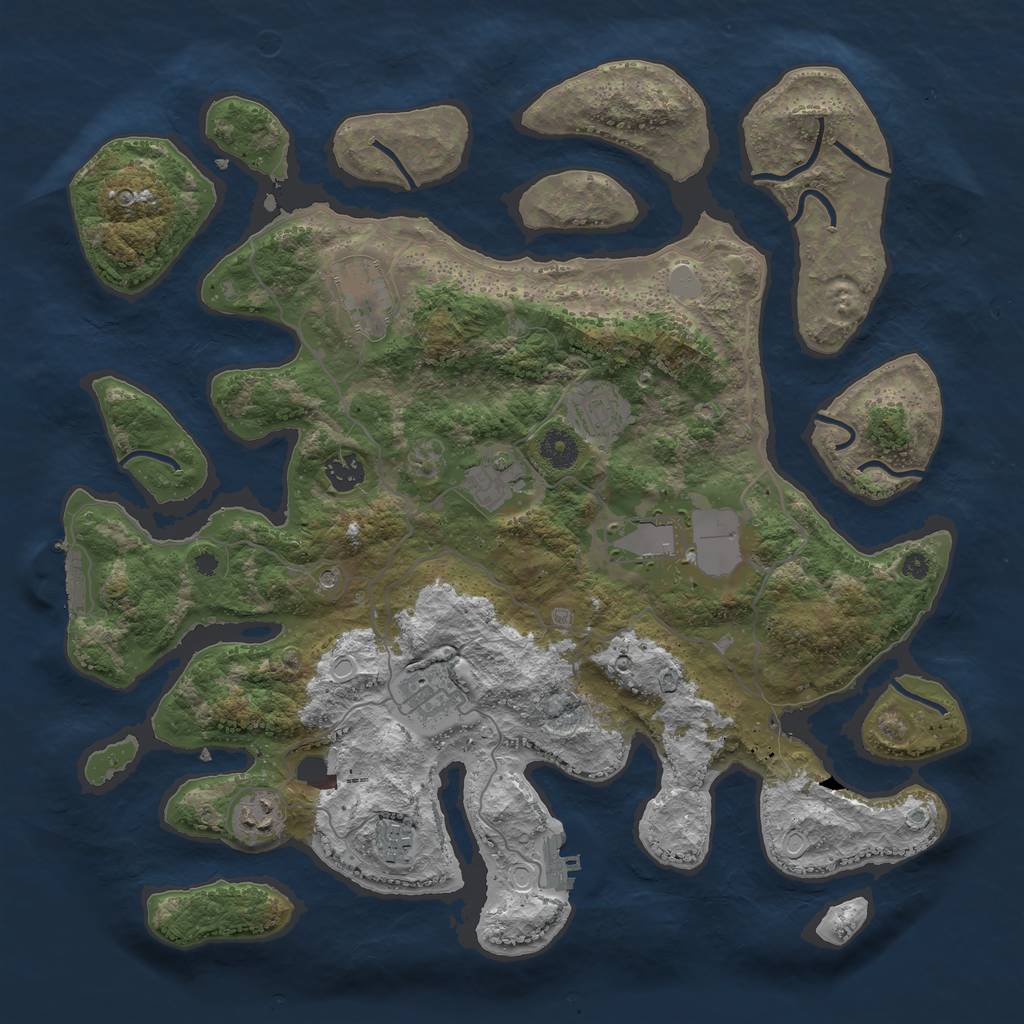 Rust Map: Procedural Map, Size: 4000, Seed: 281968032, 16 Monuments
