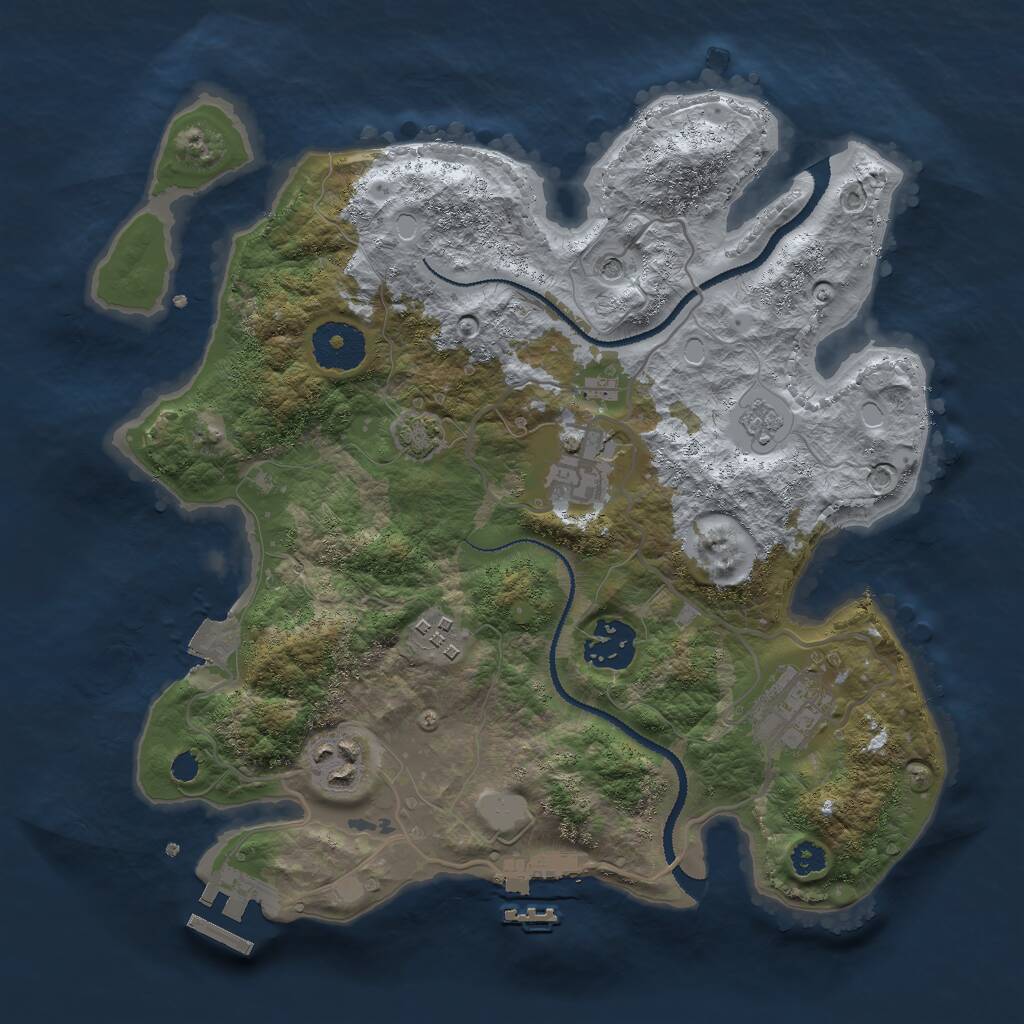 Rust Map: Procedural Map, Size: 3000, Seed: 143548230, 11 Monuments