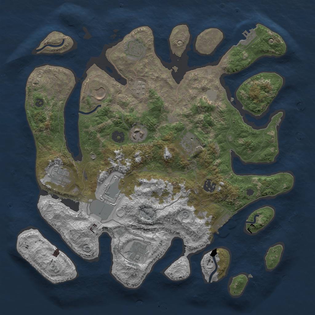 Rust Map: Procedural Map, Size: 3700, Seed: 13827, 17 Monuments