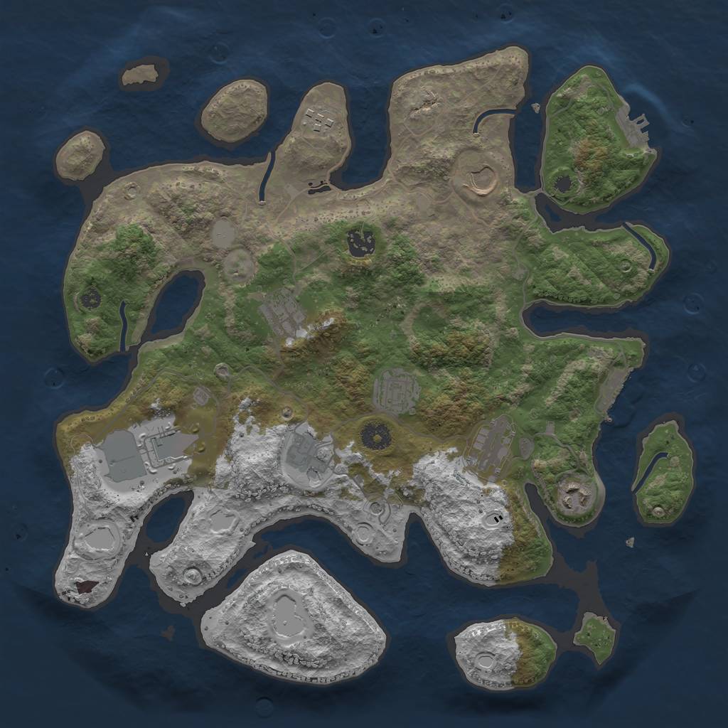 Rust Map: Procedural Map, Size: 3750, Seed: 8454874, 17 Monuments