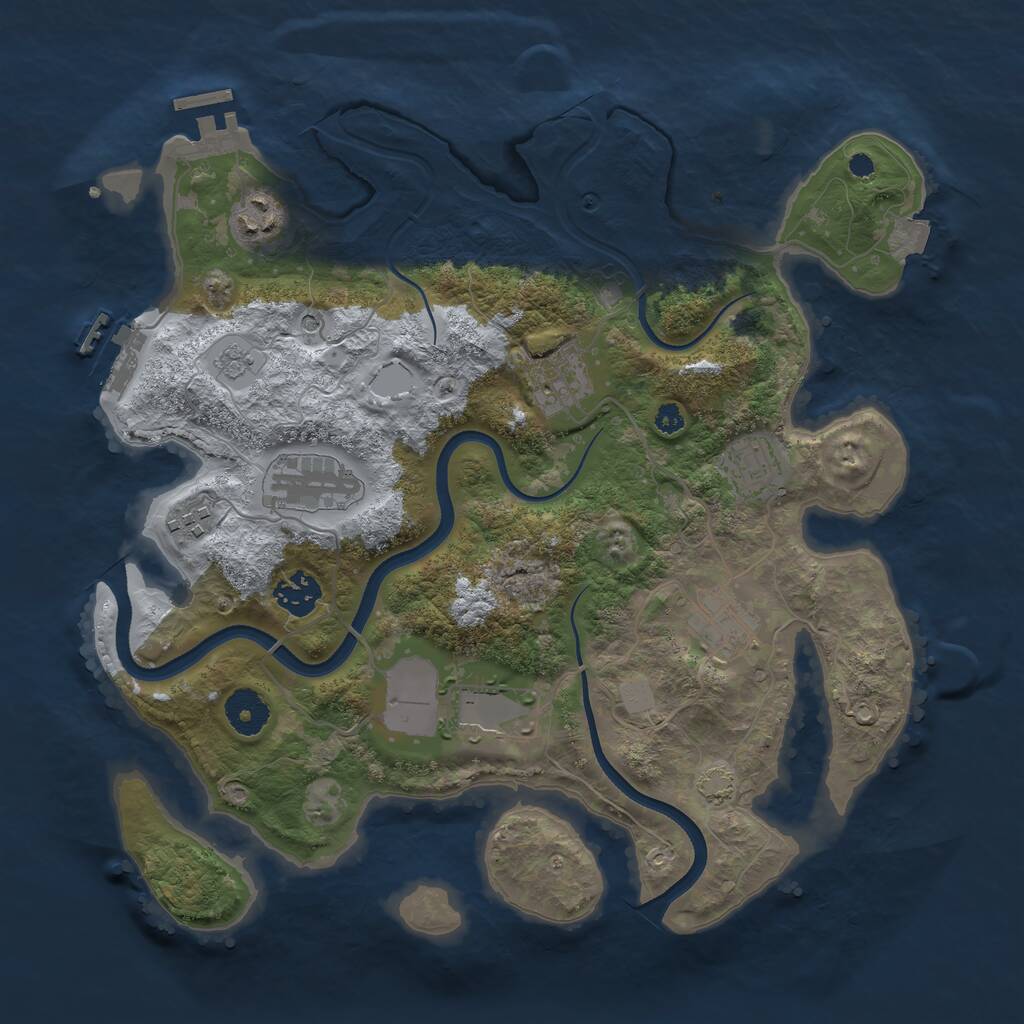 Rust Map: Procedural Map, Size: 3500, Seed: 4469, 14 Monuments