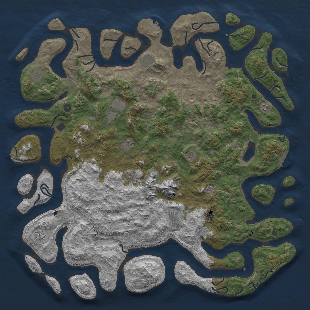 Rust Map: Procedural Map, Size: 6000, Seed: 5255, 19 Monuments