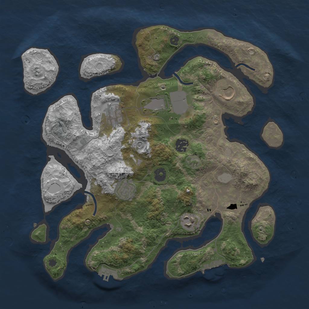 Rust Map: Procedural Map, Size: 3500, Seed: 1350854303, 14 Monuments