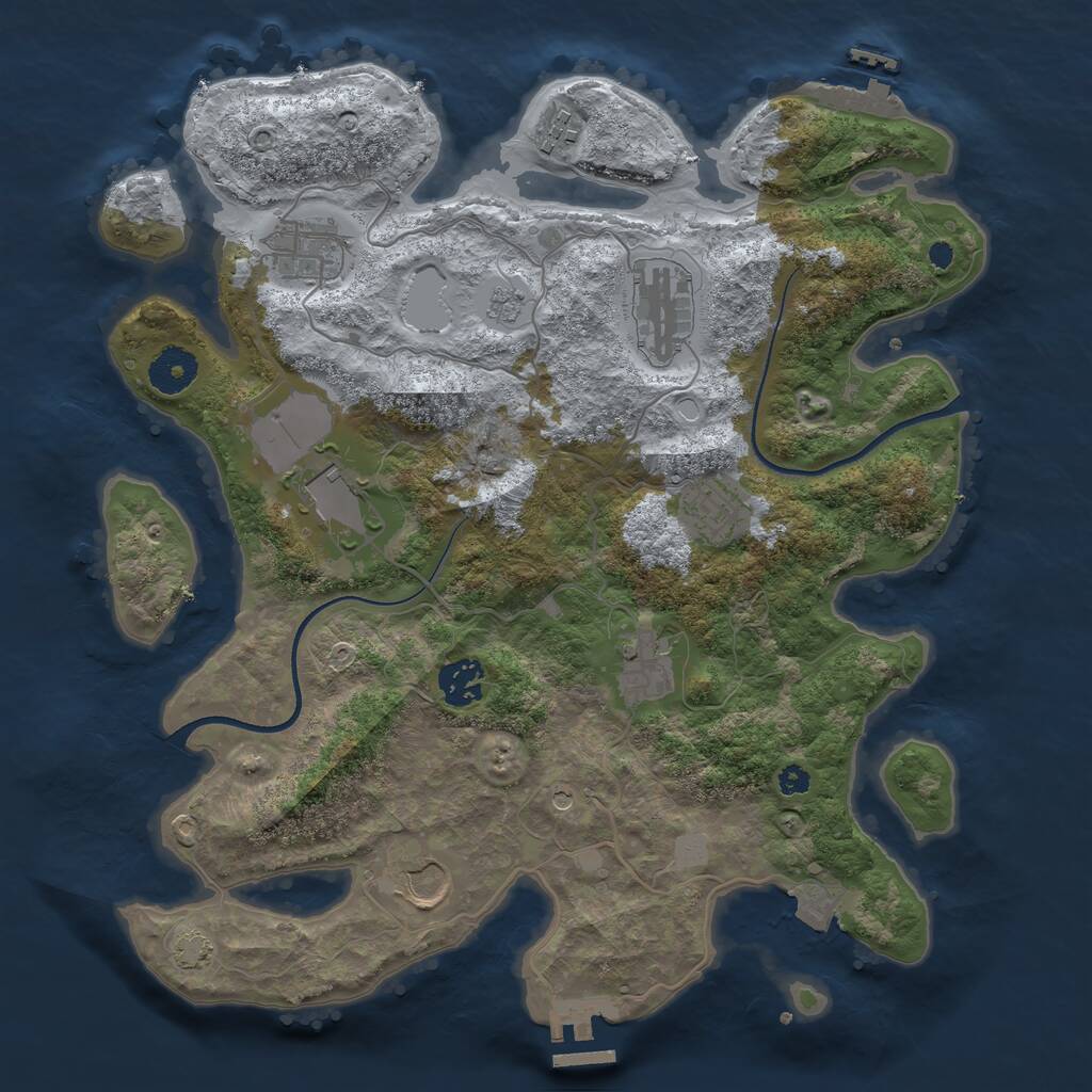 Rust Map: Procedural Map, Size: 3500, Seed: 456583466, 14 Monuments