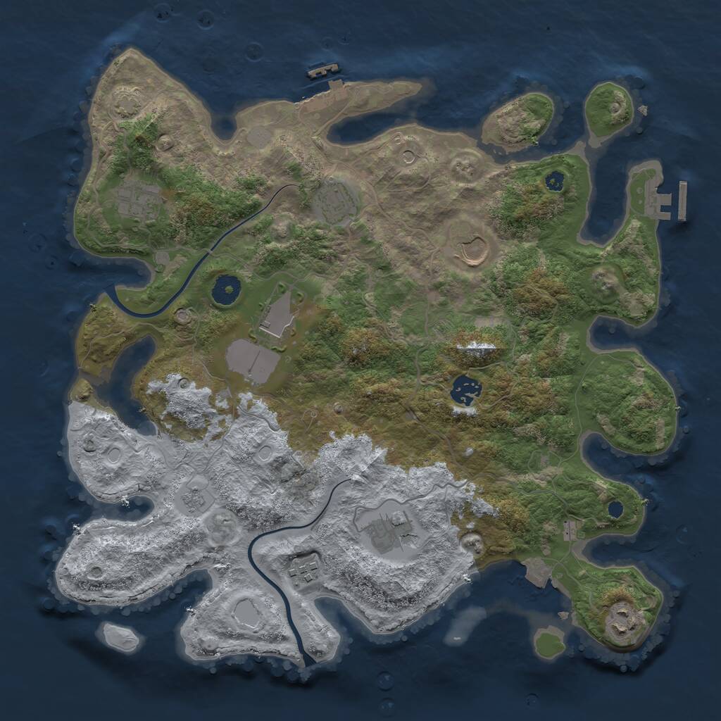 Rust Map: Procedural Map, Size: 3700, Seed: 2041159747, 14 Monuments