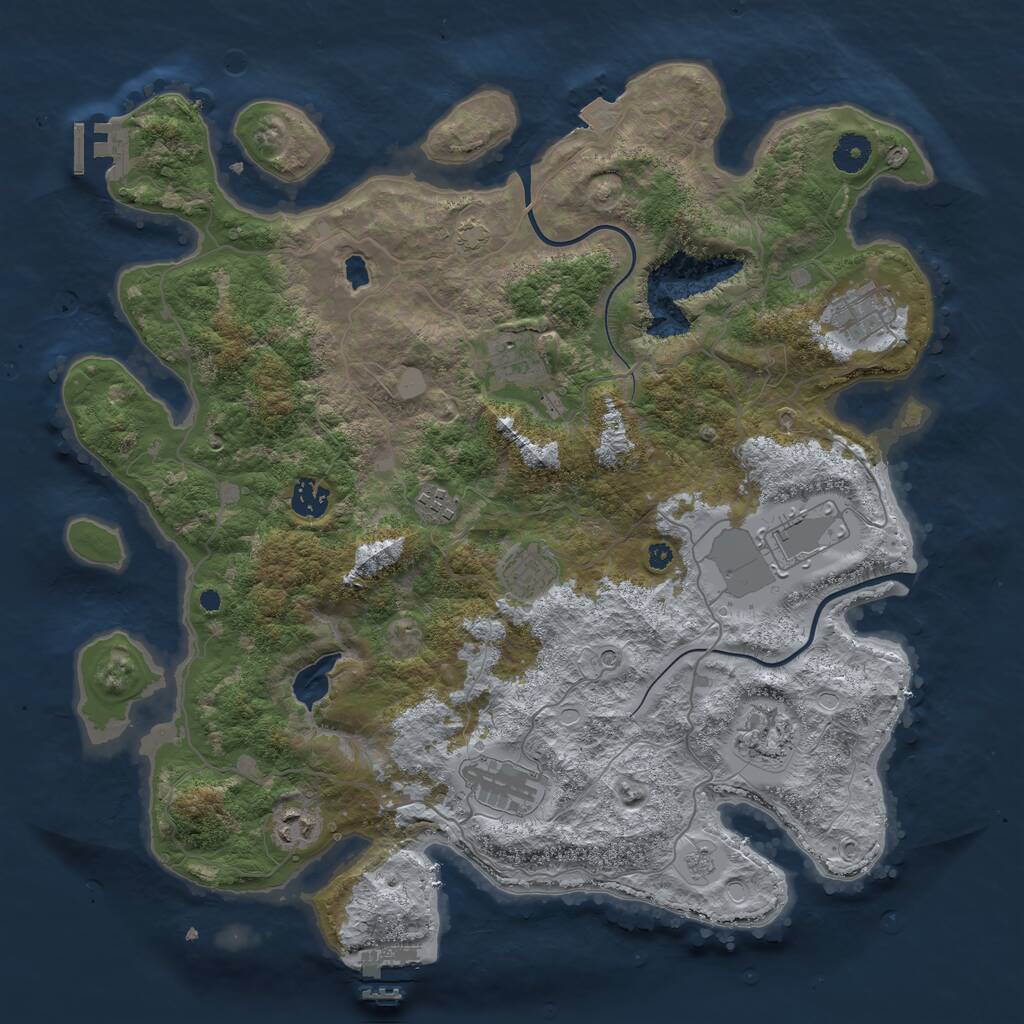 Rust Map: Procedural Map, Size: 4000, Seed: 258756, 15 Monuments