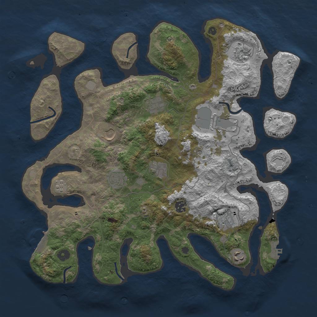 Rust Map: Procedural Map, Size: 4000, Seed: 863520, 18 Monuments