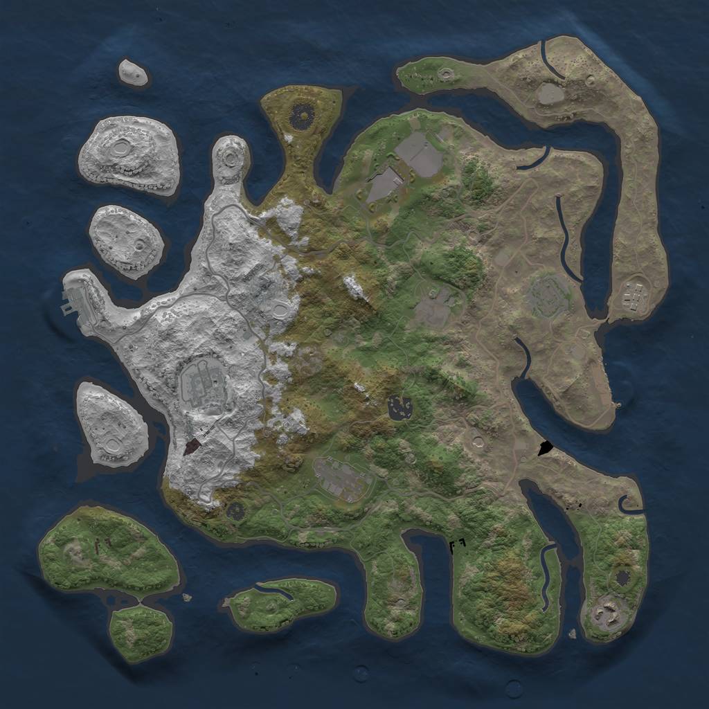 Rust Map: Procedural Map, Size: 4000, Seed: 954066, 16 Monuments