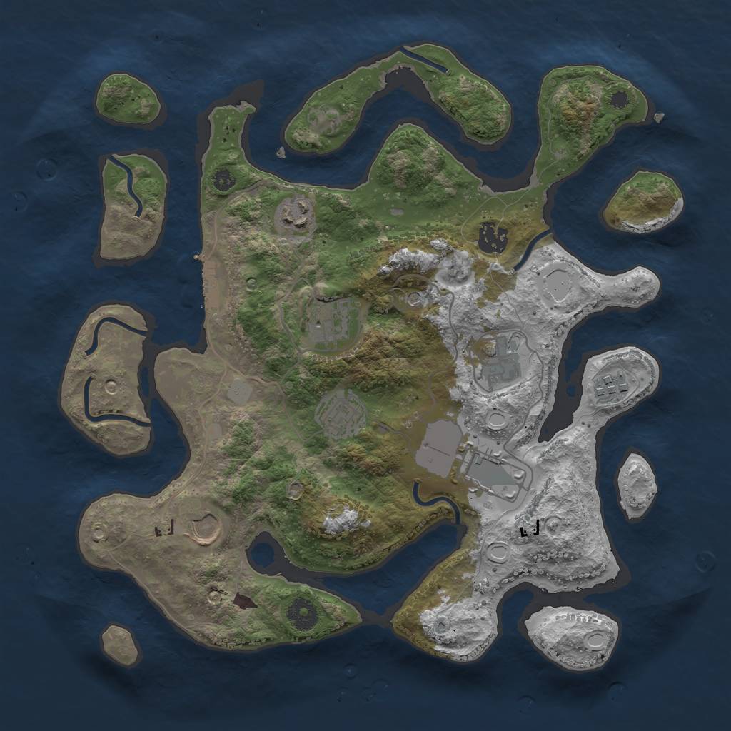Rust Map: Procedural Map, Size: 3500, Seed: 68597, 15 Monuments