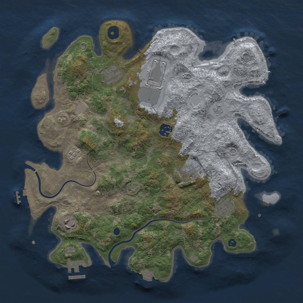 Rust Map: Procedural Map, Size: 3600, Seed: 1984524616, 13 Monuments