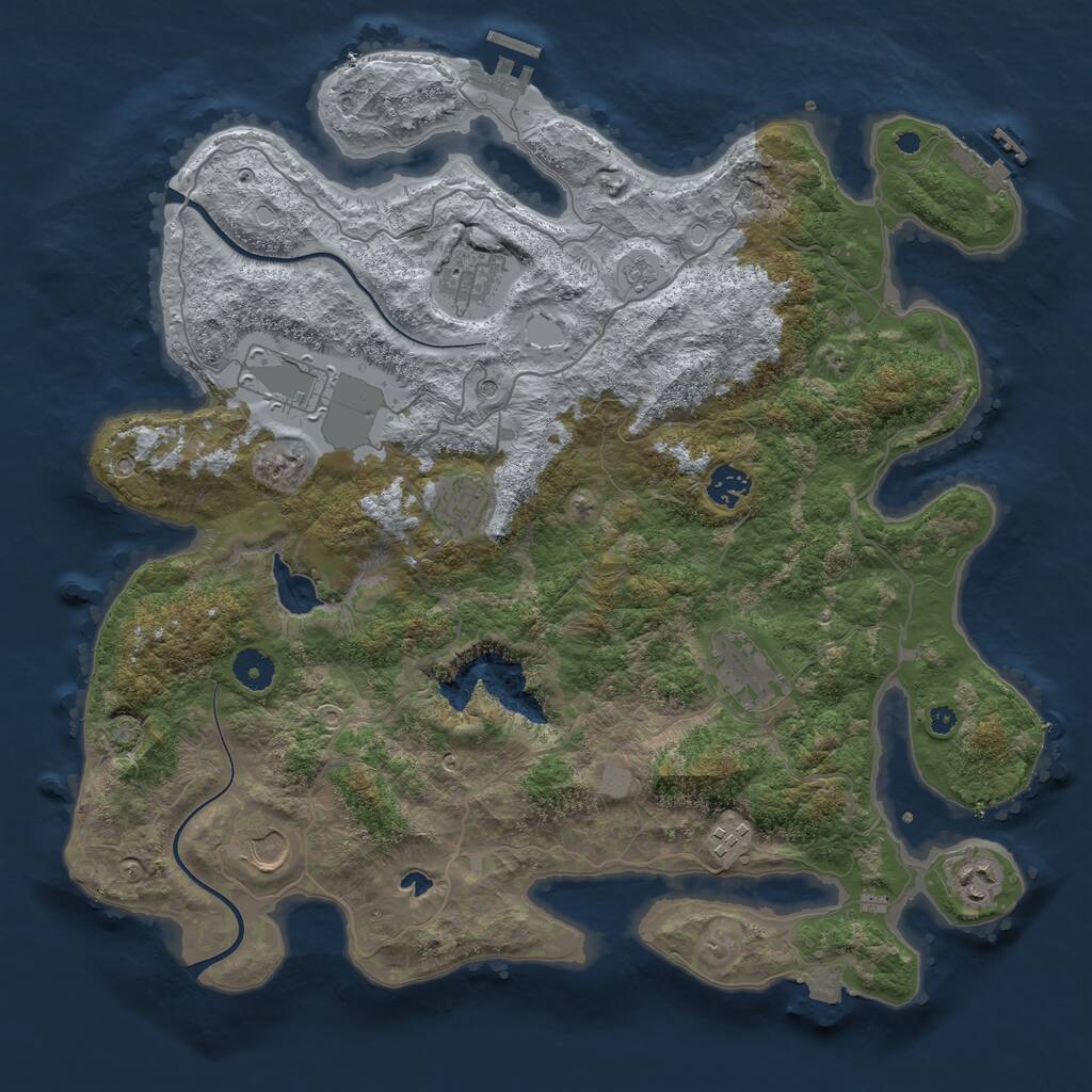 Rust Map: Procedural Map, Size: 4000, Seed: 2121313528, 14 Monuments