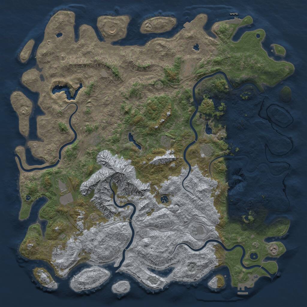 Rust Map: Procedural Map, Size: 6000, Seed: 4566, 17 Monuments