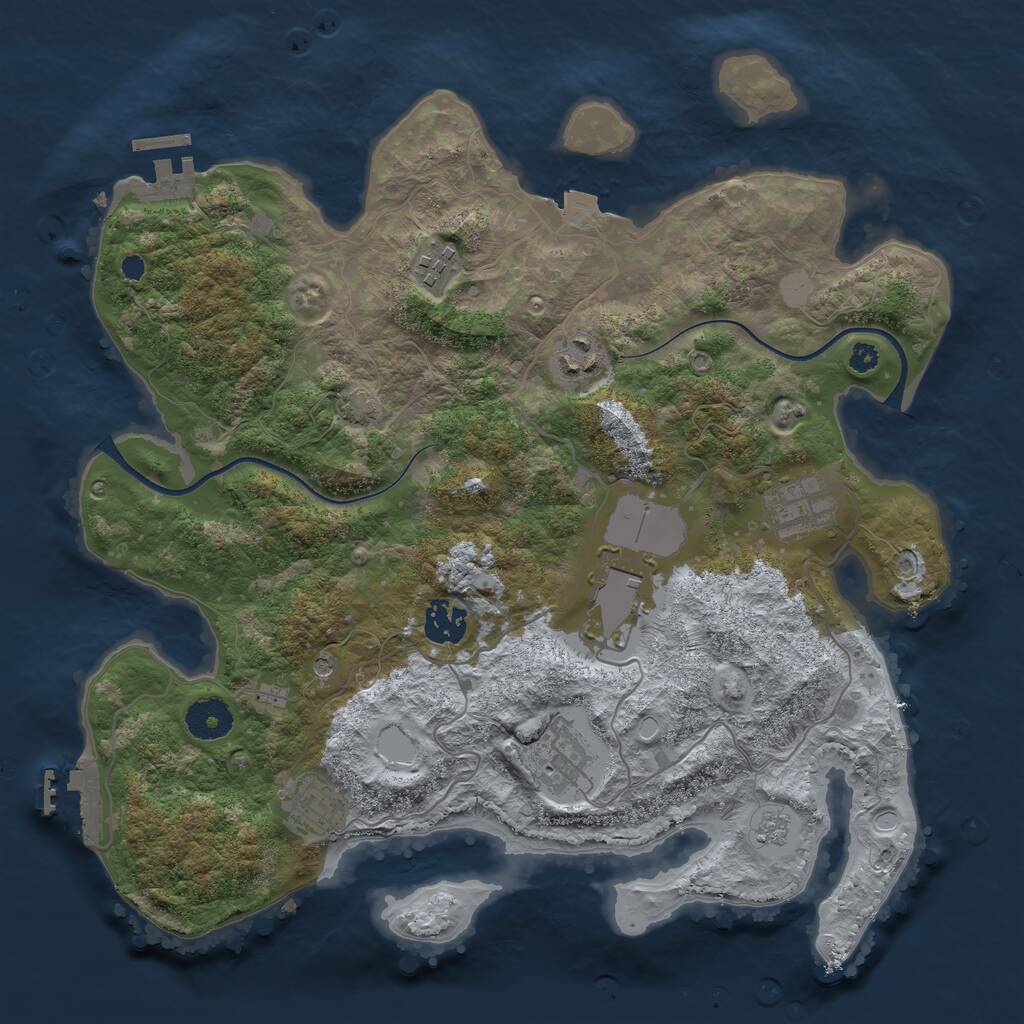 Rust Map: Procedural Map, Size: 3500, Seed: 492157, 13 Monuments