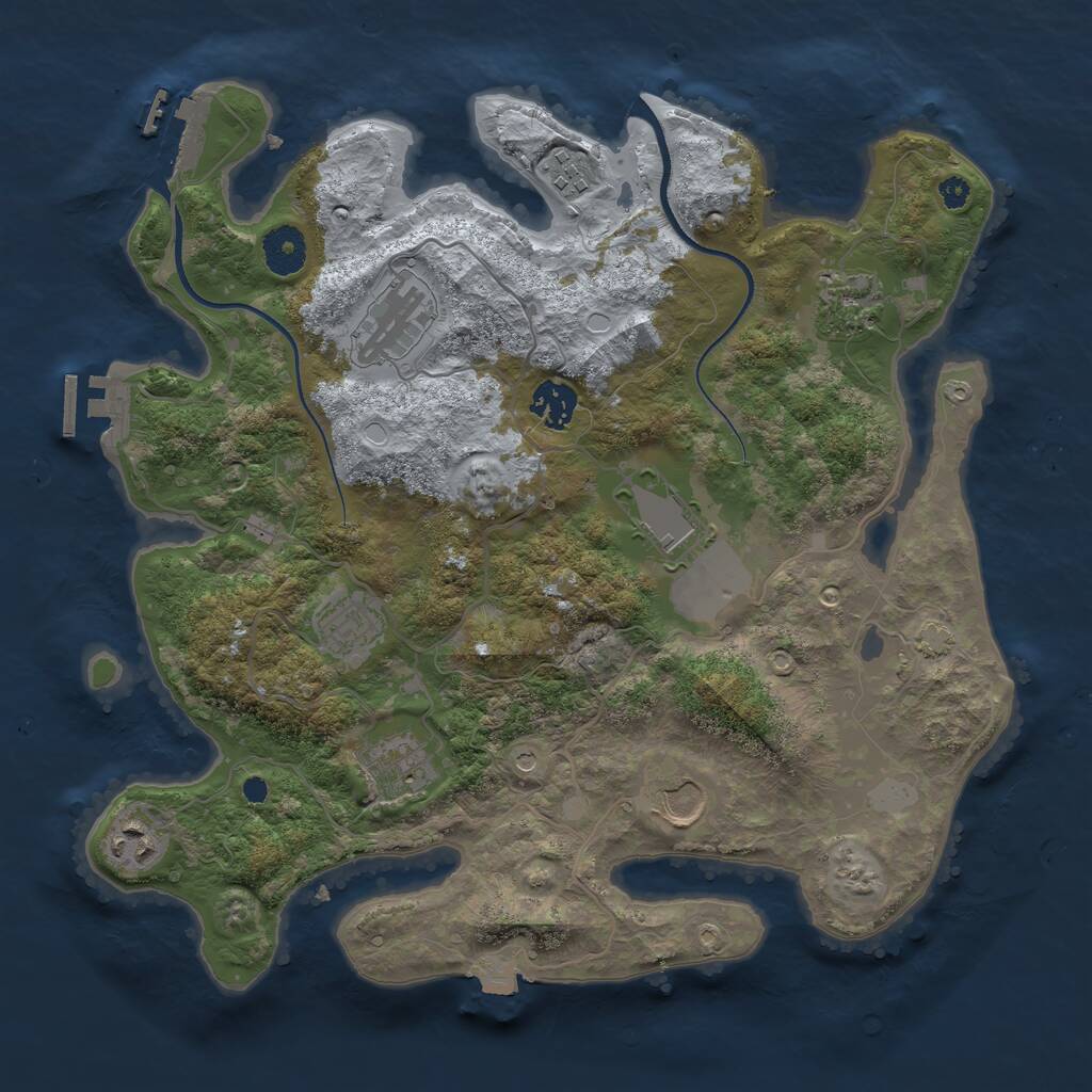 Rust Map: Procedural Map, Size: 3550, Seed: 807755, 14 Monuments