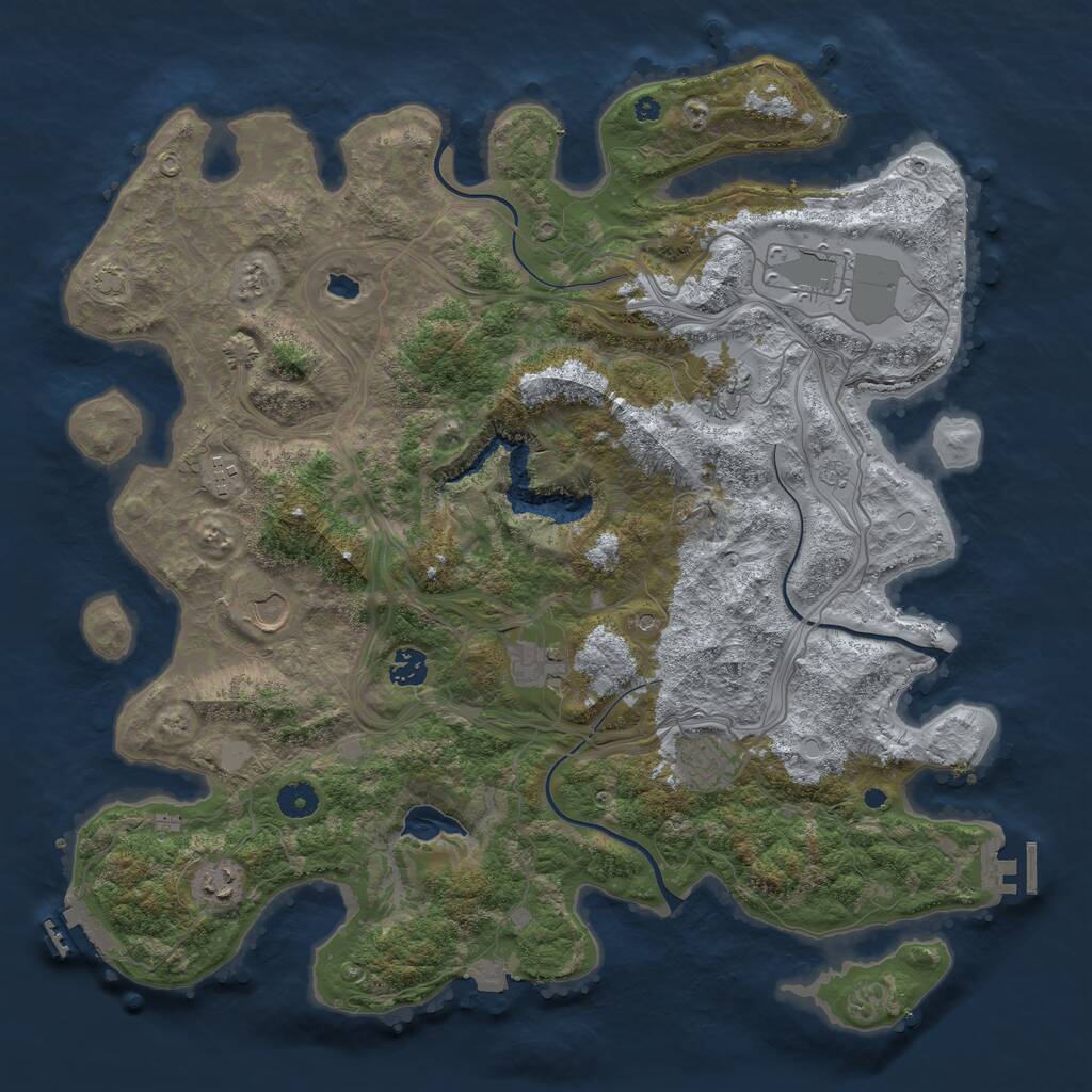 Rust Map: Procedural Map, Size: 4250, Seed: 1209525007, 14 Monuments