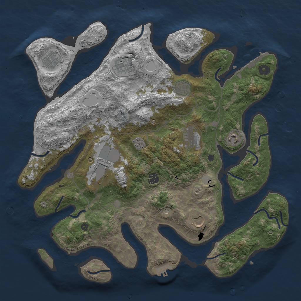 Rust Map: Procedural Map, Size: 4000, Seed: 216501, 17 Monuments