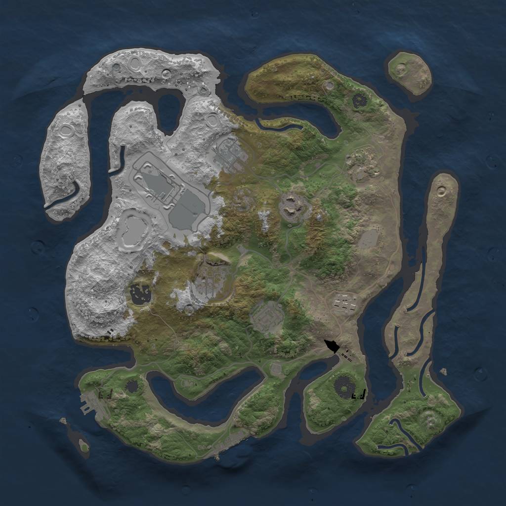 Rust Map: Procedural Map, Size: 3500, Seed: 1049509624, 15 Monuments