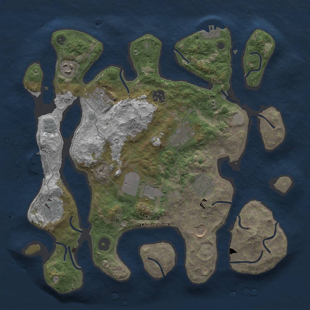 Rust Map: Procedural Map, Size: 3600, Seed: 1442228862, 17 Monuments