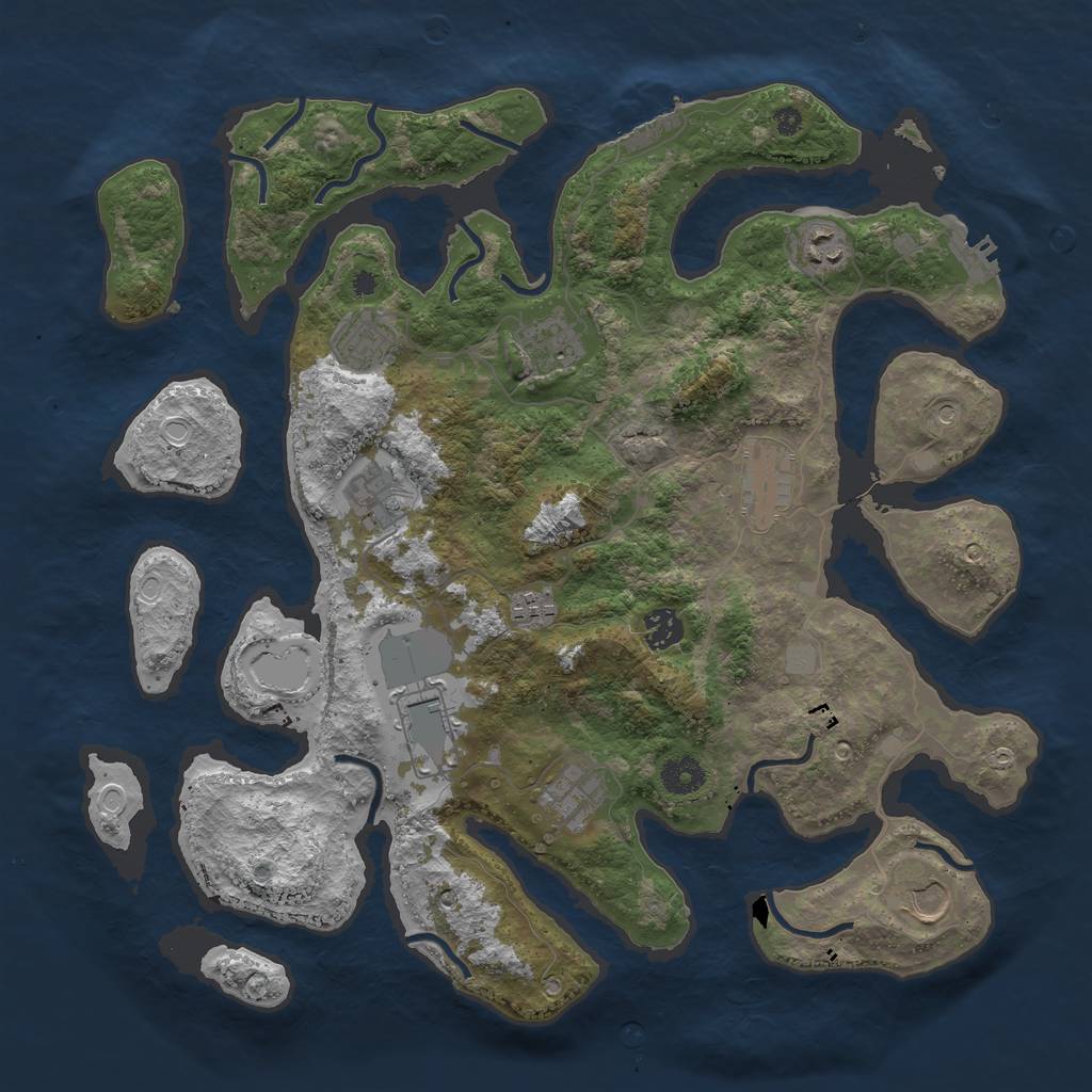 Rust Map: Procedural Map, Size: 3950, Seed: 13261797, 18 Monuments