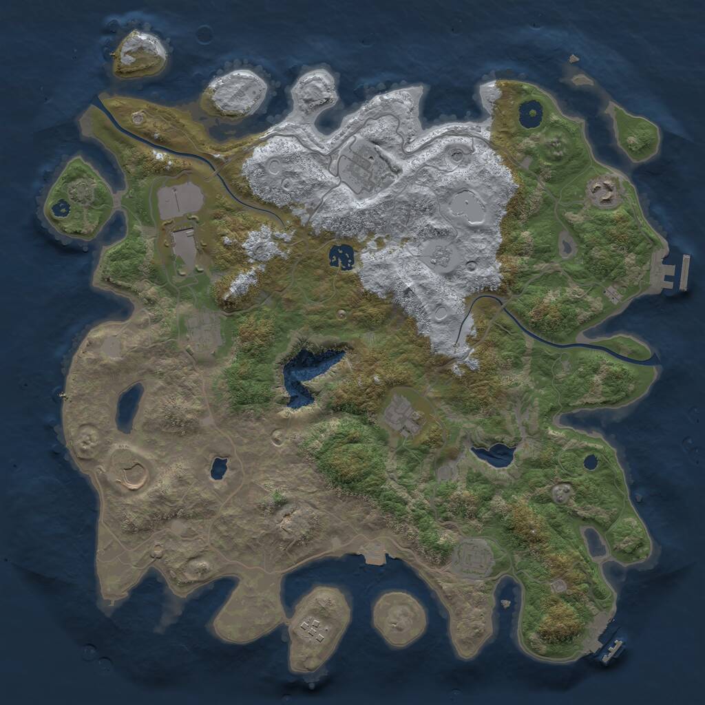 Rust Map: Procedural Map, Size: 4000, Seed: 189843, 15 Monuments