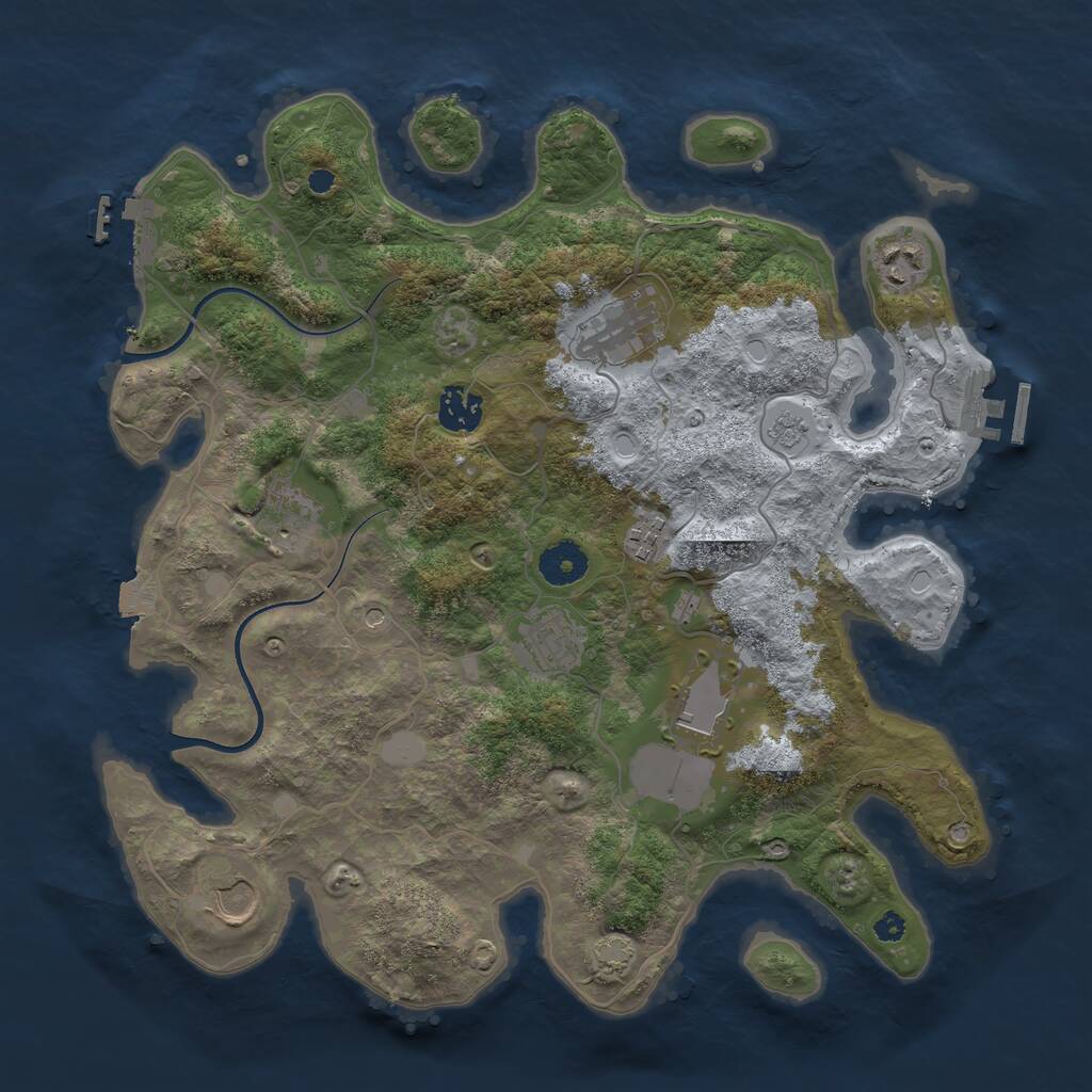 Rust Map: Procedural Map, Size: 3600, Seed: 15219867, 14 Monuments
