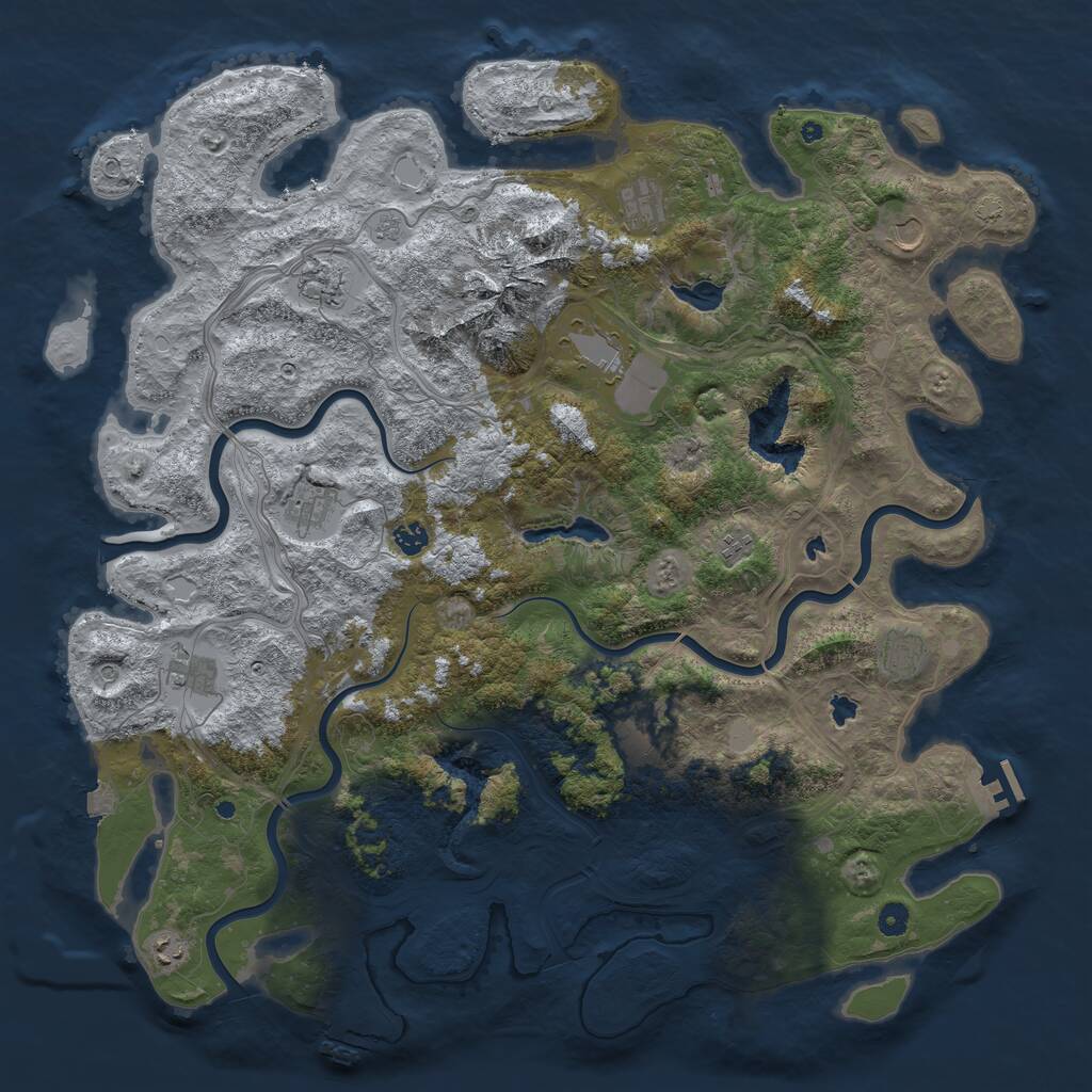 Rust Map: Procedural Map, Size: 5000, Seed: 35541199, 17 Monuments