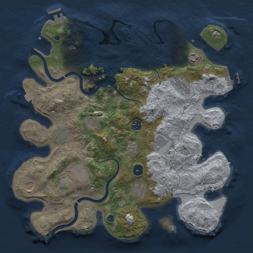 Rust Map: Procedural Map, Size: 3700, Seed: 121521, 16 Monuments