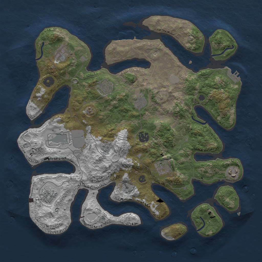 Rust Map: Procedural Map, Size: 3750, Seed: 62992530, 17 Monuments