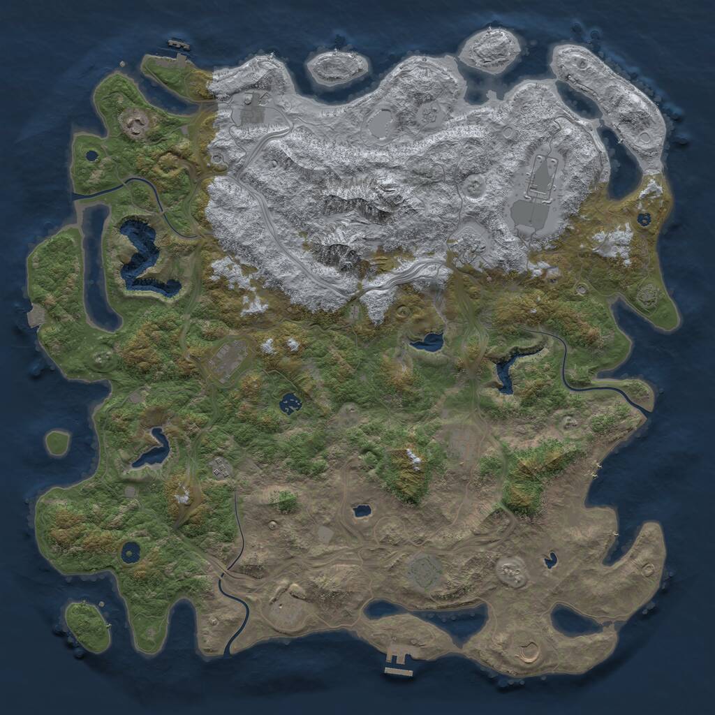 Rust Map: Procedural Map, Size: 5160, Seed: 5400000, 17 Monuments